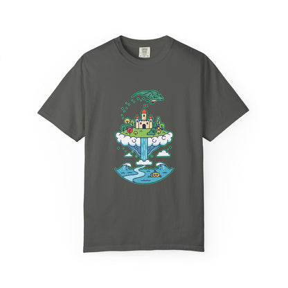 Floating Castle Dragon - Magical Fantasy Island - T-Shirt