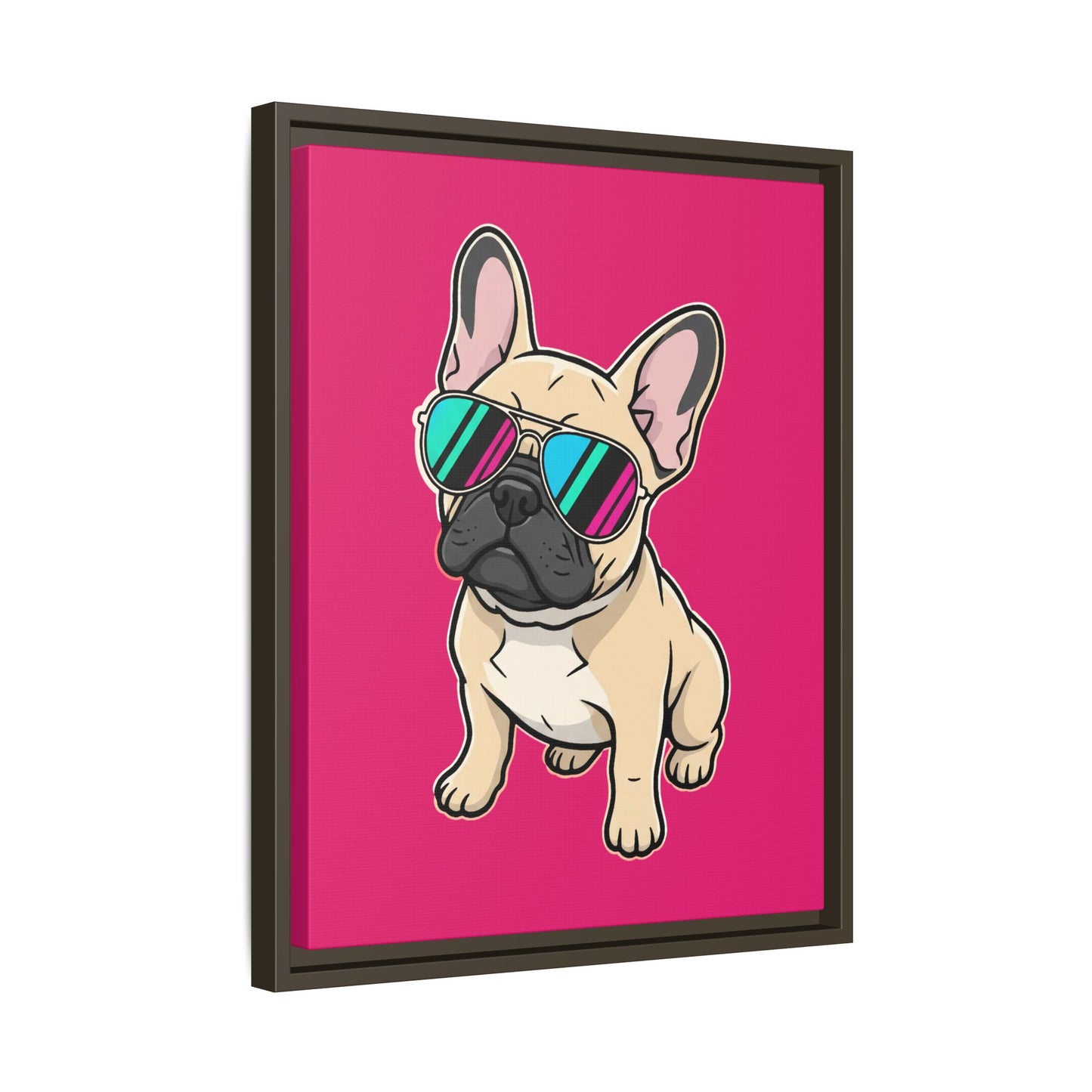French Bulldog with Sunglasses - Framed Canvas