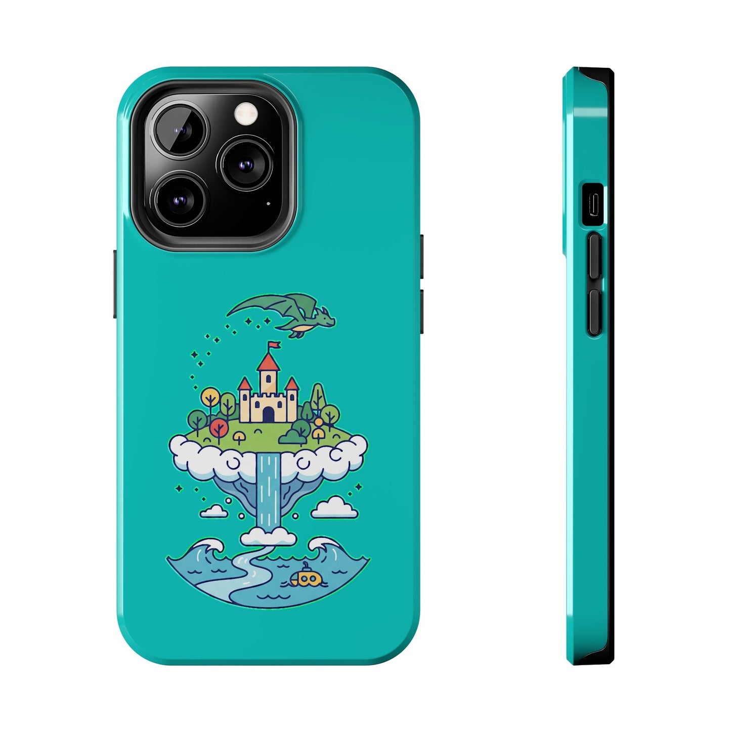 Floating Castle Dragon - Magical Fantasy Island - Phone Case
