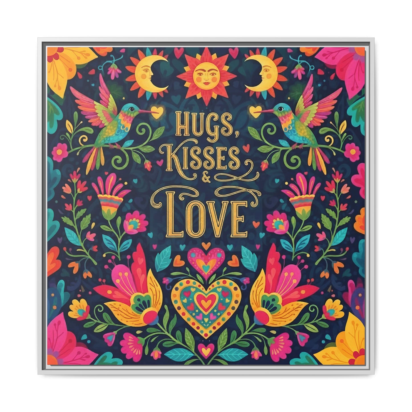 Hugs, Kisses & Love - Framed Canvas