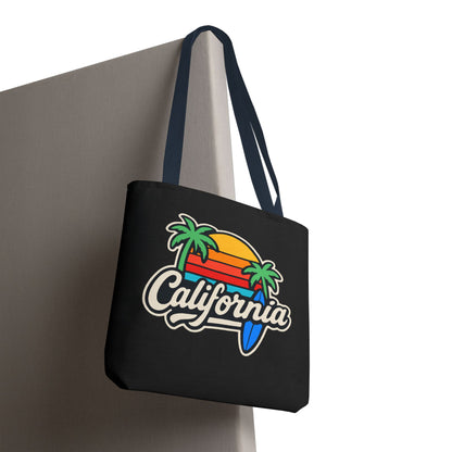 California Retro Tote Bag - Beach Vibes, Summer Accessory, Travel Bag, Gift for Friends, Eco-Friendly Shopping