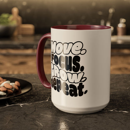 Move. Focus. Grow. Repeat. - Colorful Mug