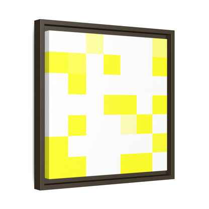 Yellow Pixel Grid - Framed Canvas