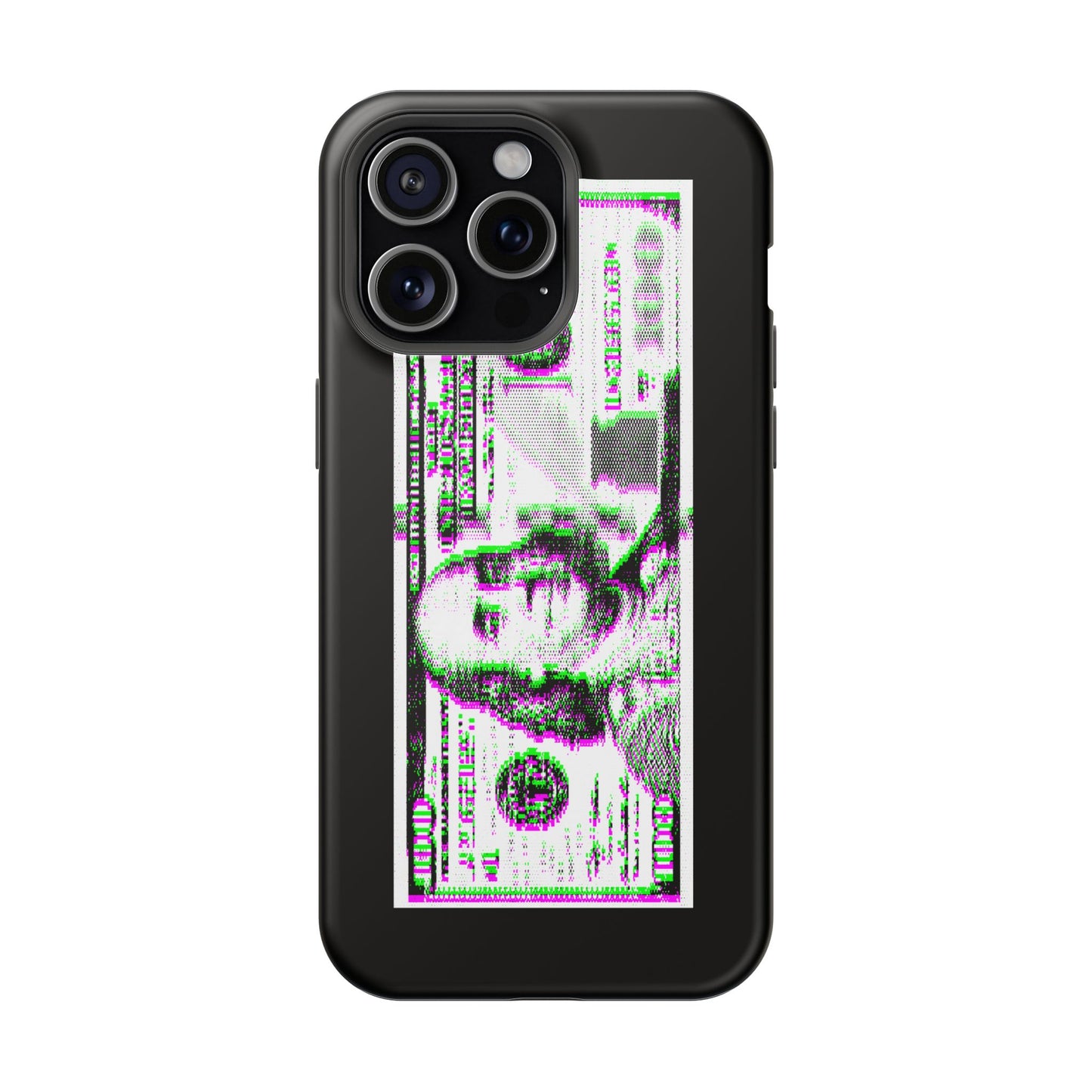 100 Dollars Bill - Green/Magenta Glitch - Magnetic Phone Case