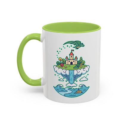Floating Castle Dragon - Magical Fantasy Island - Color Accent Mug