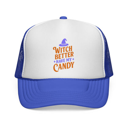 Halloween Trucker Cap, Spooky Hat, Witch Better Have My Candy, Pumpkin Costume Accessory, Trick or Treat Gear