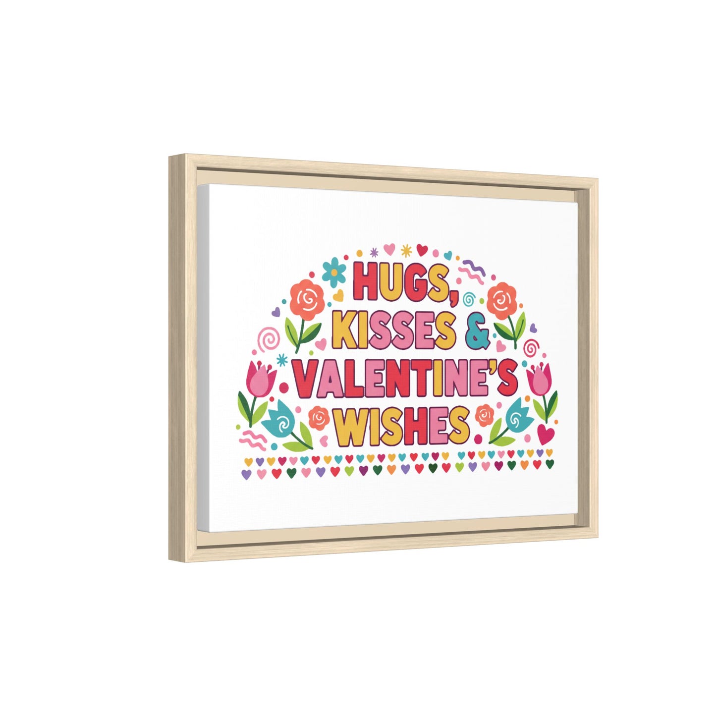 Hugs Kisses & Valentine's Wishes - Framed Canvas