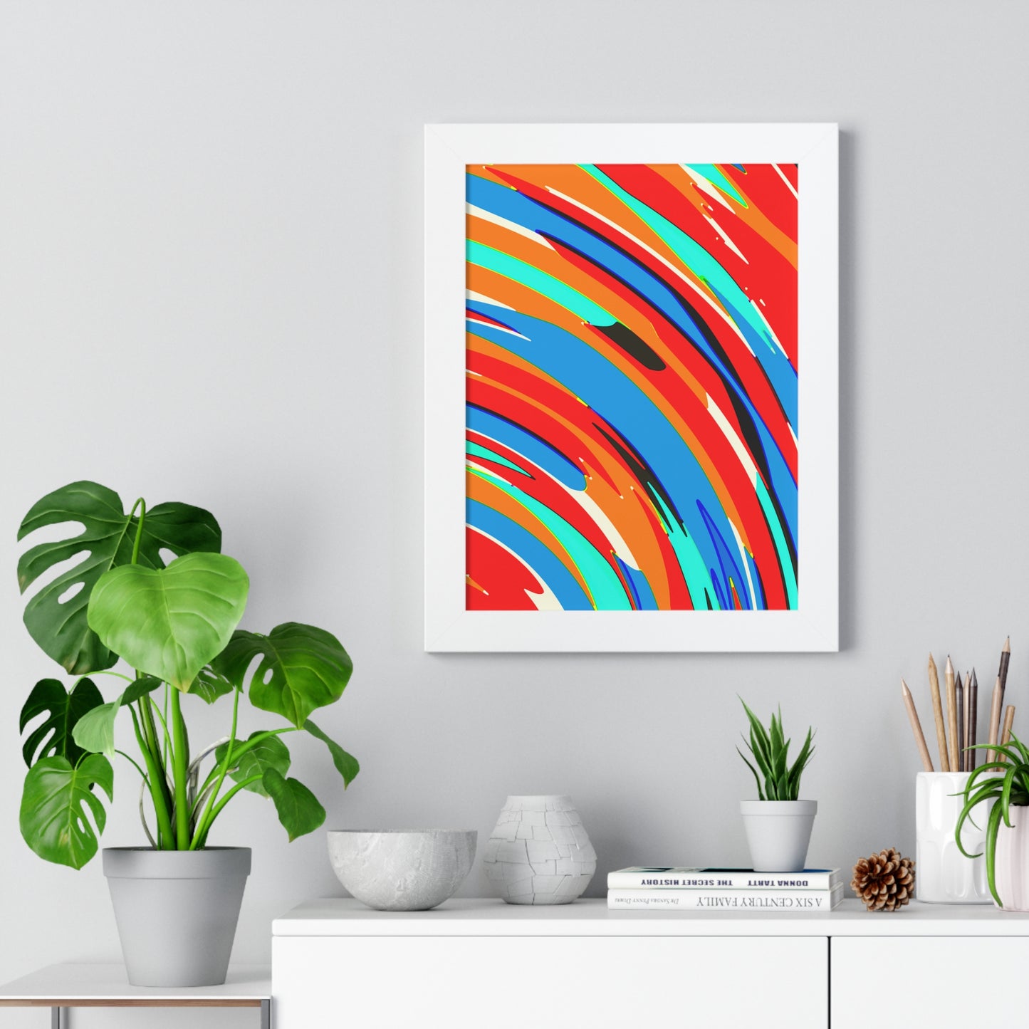 Abstract Rainbow Swirl Arc - Framed Poster