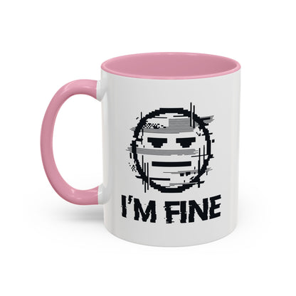 I’m Fine Glitched Smiley - Color Accent Mug