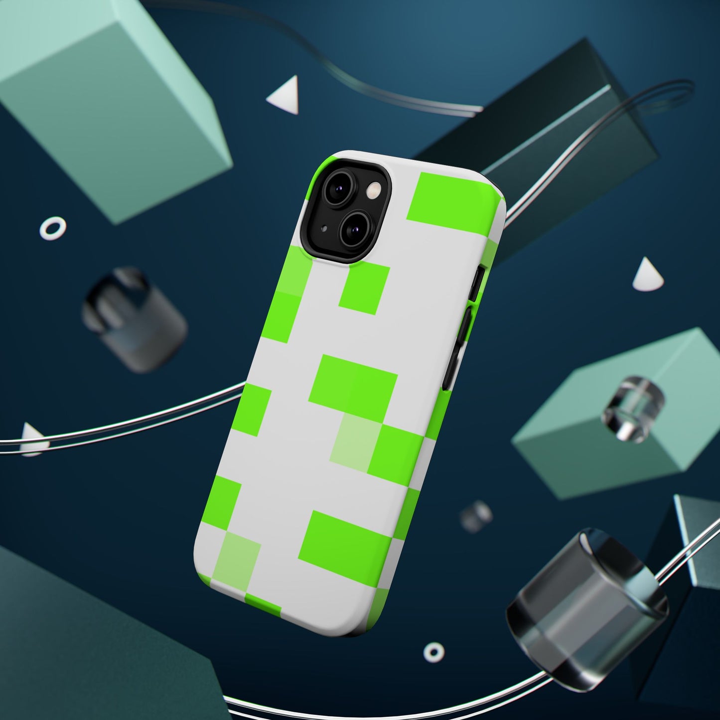 Lime Green Pixel Grid - Magnetic Phone Case