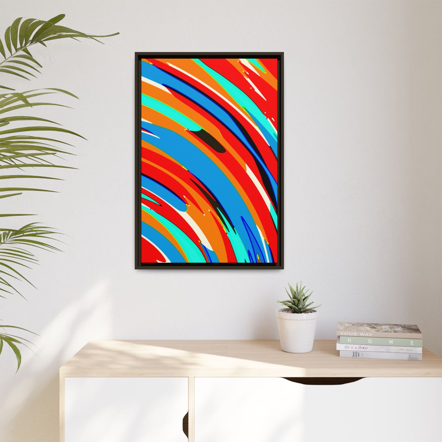 Abstract Rainbow Swirl Arc - Framed Canvas