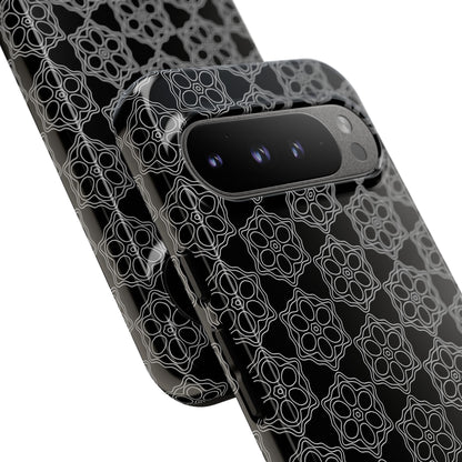 Geometric Pattern Phone Case, Dark Floral Case for Tough Protection, Stylish Smartphone Accessory, Gift for Tech Lovers, Trendy Mobile Cover
