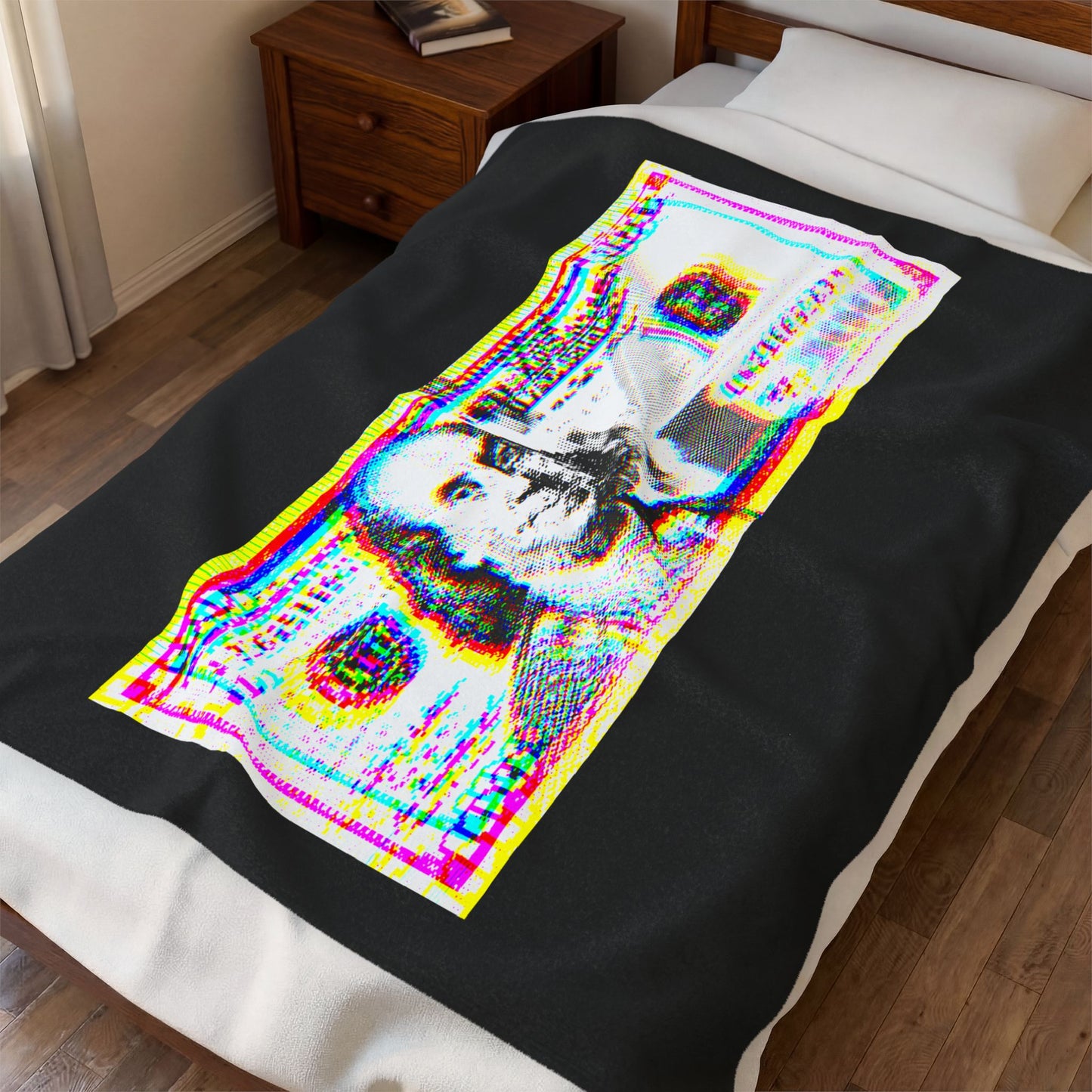 100 Dollars Bill - Neon Color Explosion - Plush Blanket