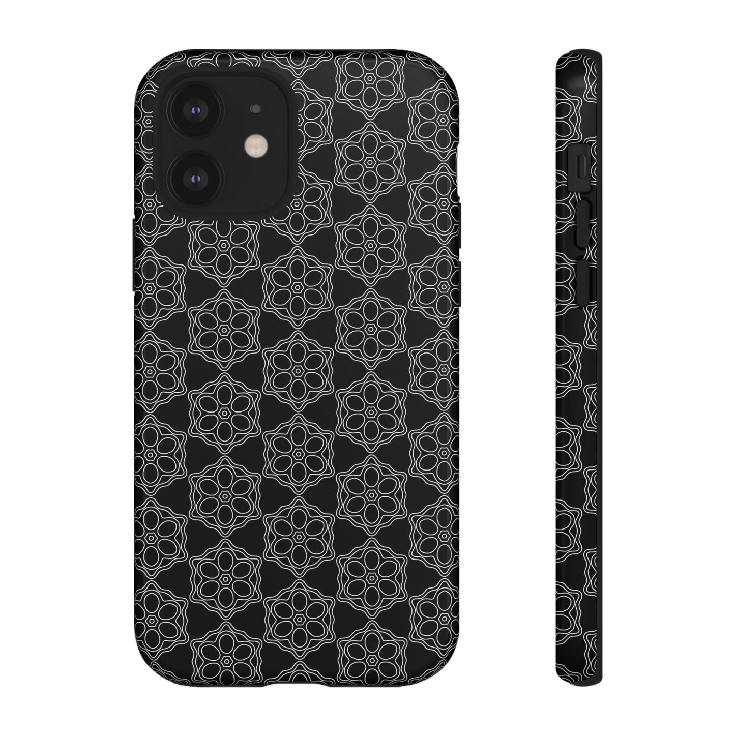 Geometric Pattern Phone Case, Dark Floral Case for Tough Protection, Stylish Smartphone Accessory, Gift for Tech Lovers, Trendy Mobile Cover