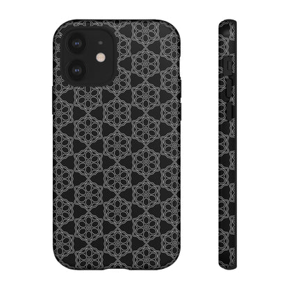 Geometric Pattern Phone Case, Dark Floral Case for Tough Protection, Stylish Smartphone Accessory, Gift for Tech Lovers, Trendy Mobile Cover