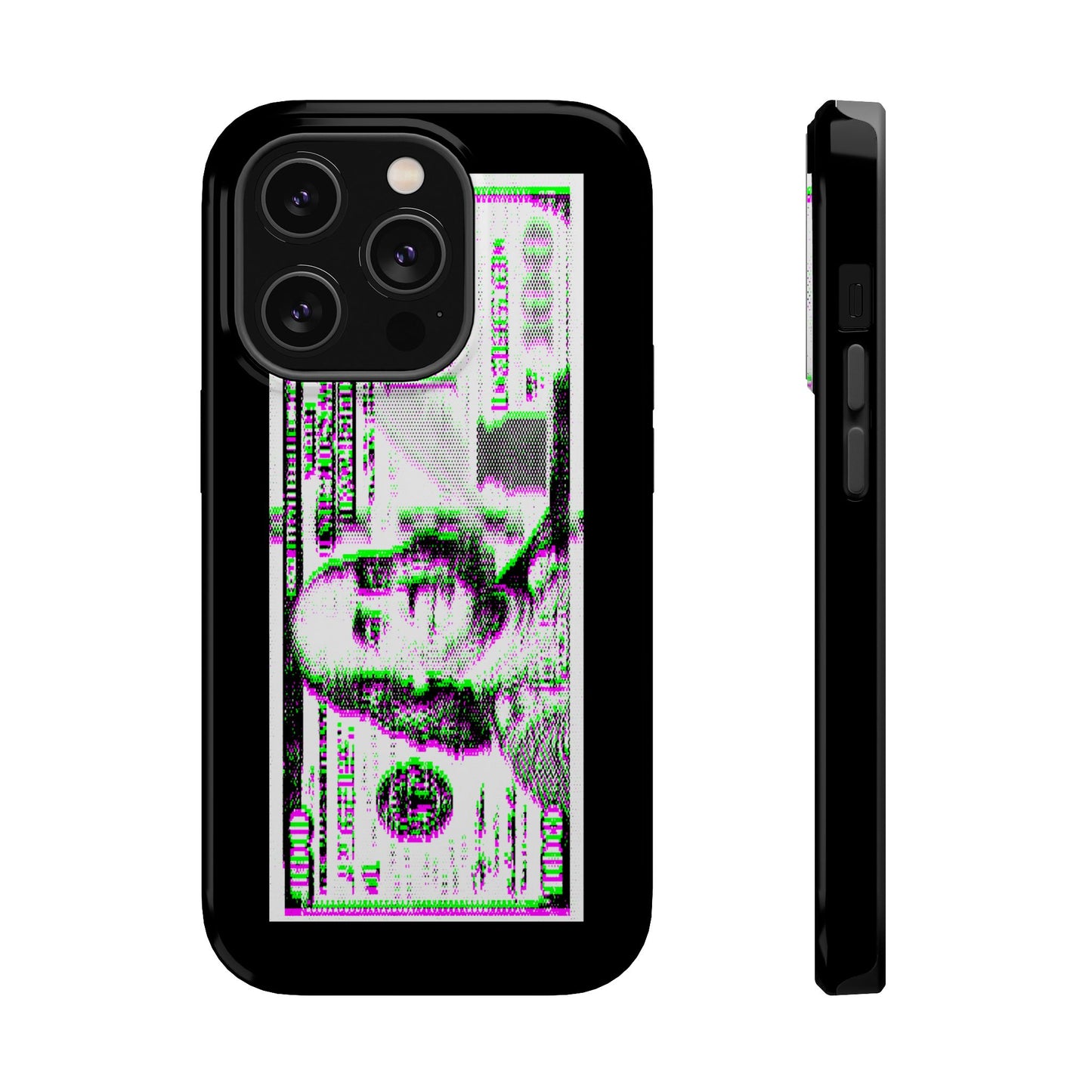 100 Dollars Bill - Green/Magenta Glitch - Magnetic Phone Case