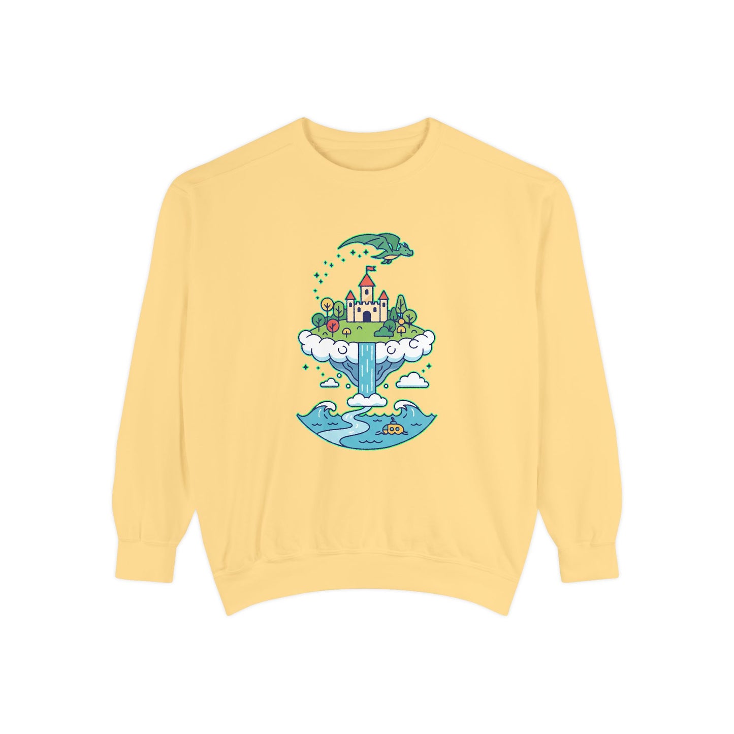Floating Castle Dragon - Magical Fantasy Island - Sweatshirt