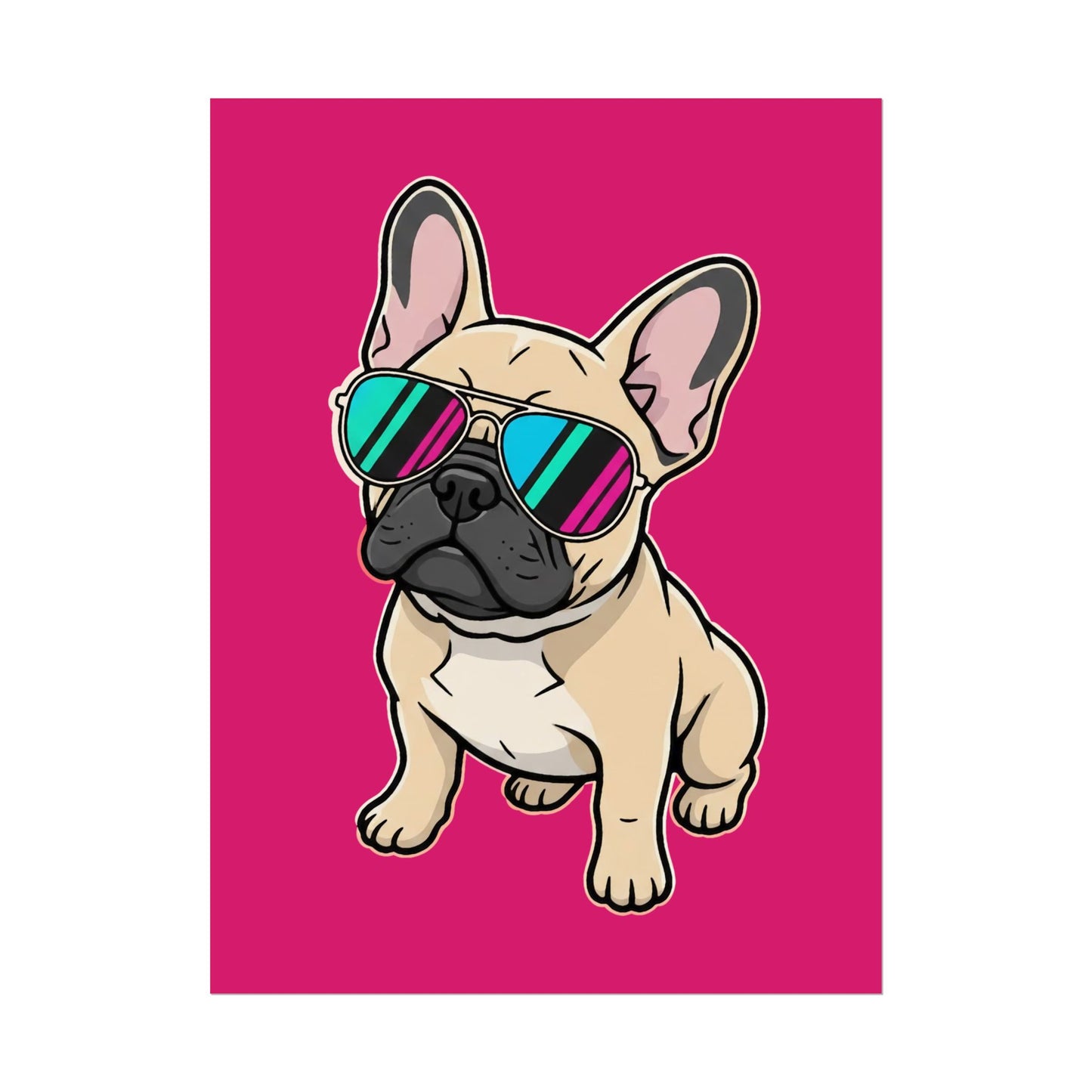 French Bulldog with Sunglasses - Poster