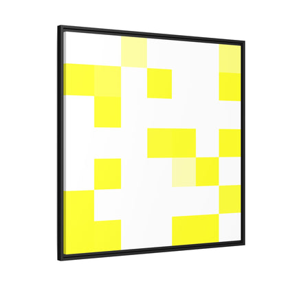Yellow Pixel Grid - Framed Canvas