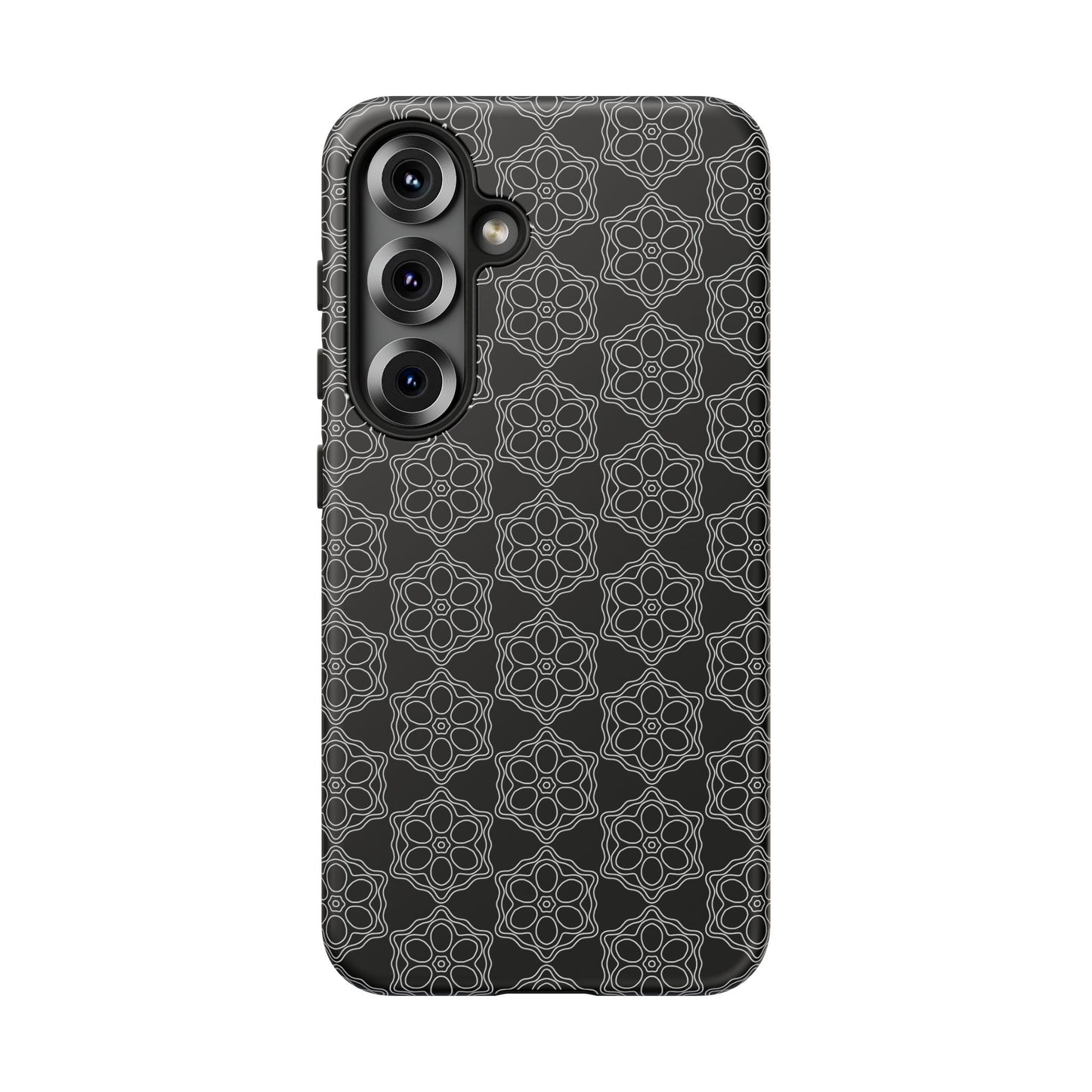 Geometric Pattern Phone Case, Dark Floral Case for Tough Protection, Stylish Smartphone Accessory, Gift for Tech Lovers, Trendy Mobile Cover