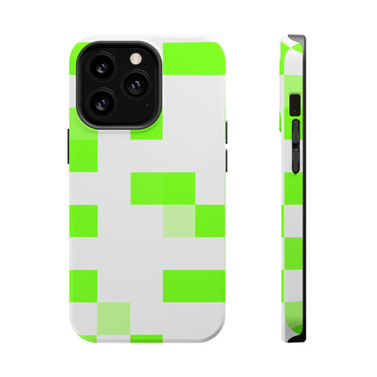 Lime Green Pixel Grid - Magnetic Phone Case