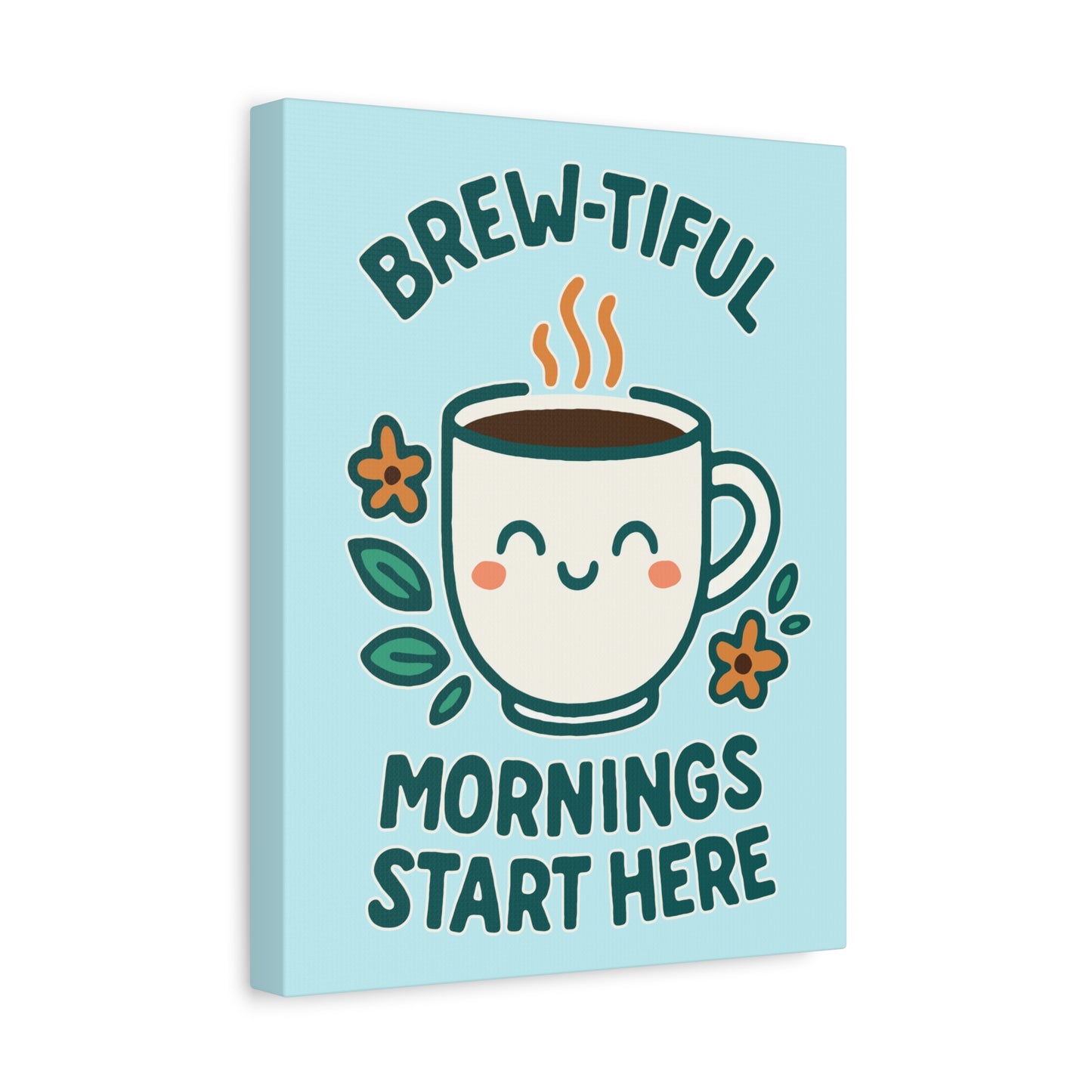 Canvas Wall Art, Brew-tiful Mornings Wall Decor, Coffee Lovers Gift, Kitchen Decoration, Cozy Home Art, Cute Canvas Print