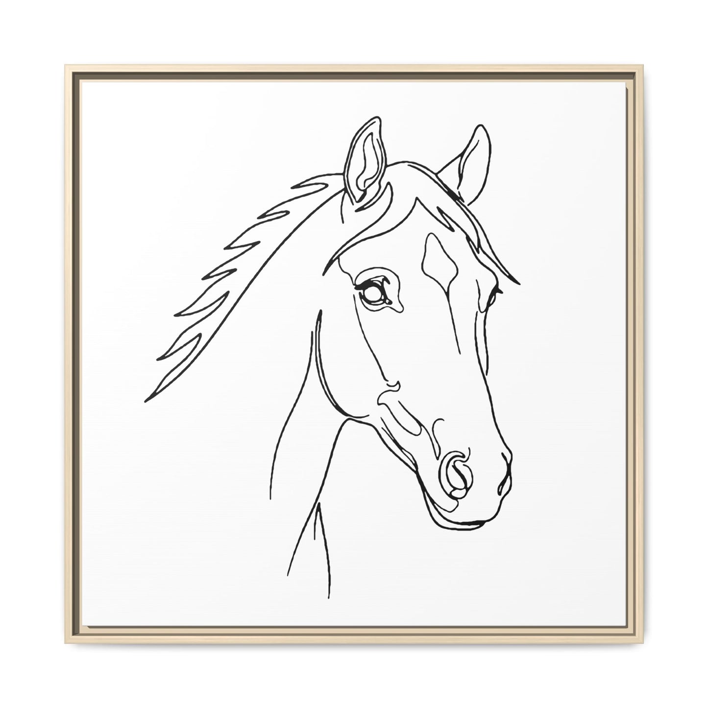 Horse Portrait Sketch - Framed Canvas