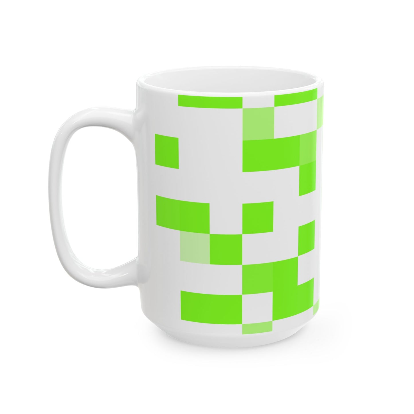 Lime Green Pixel Grid - Mug