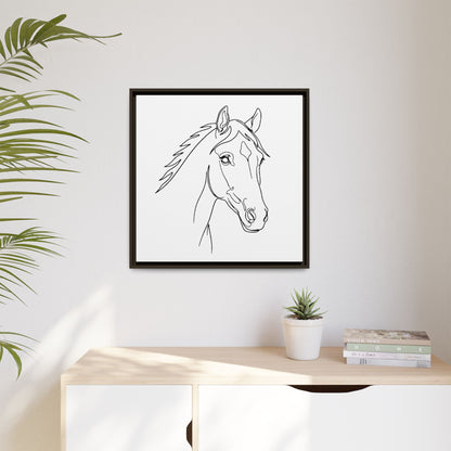 Horse Portrait Sketch - Framed Canvas