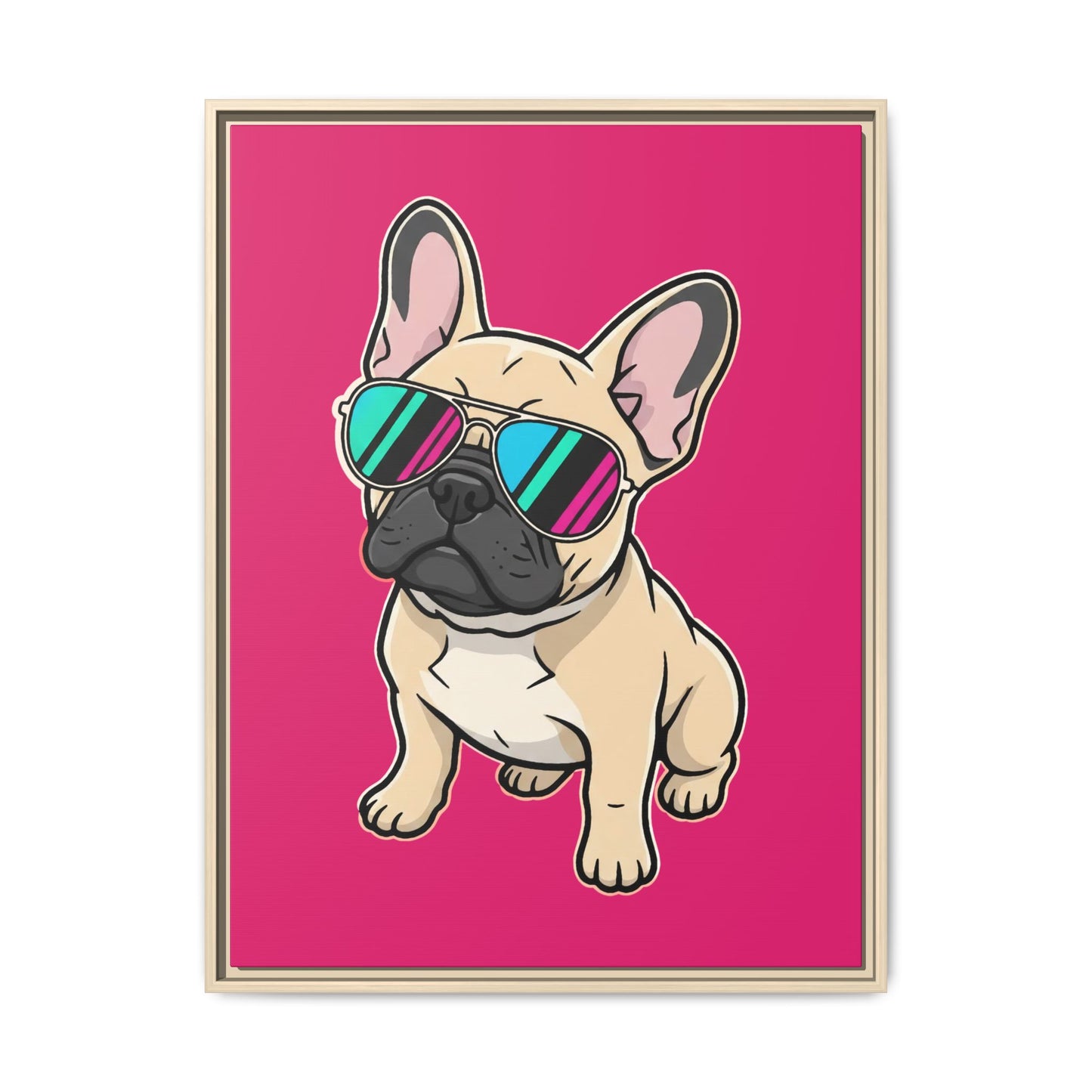 French Bulldog with Sunglasses - Framed Canvas