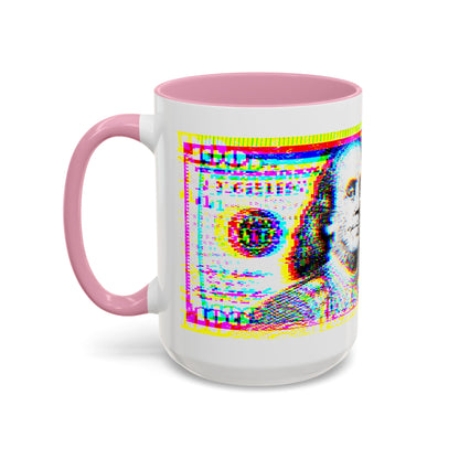 100 Dollars Bill - Neon Color Explosion - Color Accent Mug