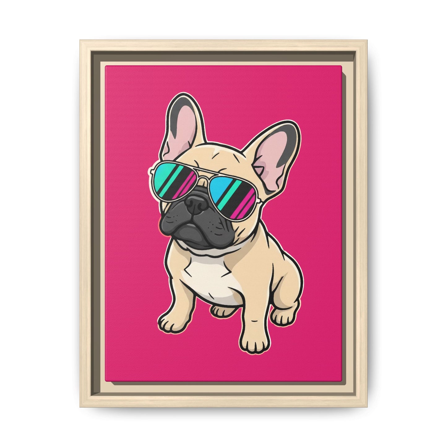 French Bulldog with Sunglasses - Framed Canvas