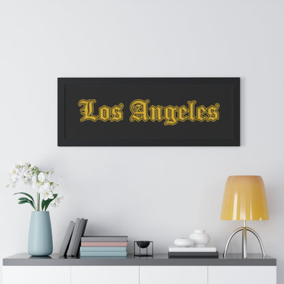 Los Angeles Framed Poster, Urban Wall Art for Home Decor, Cityscape Gift, Interior Design Accent, Modern Typography Decor - Golden Edition