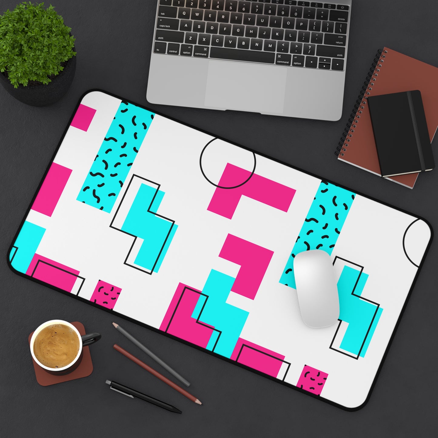 Retro Geometric Vibes - Desk Mat