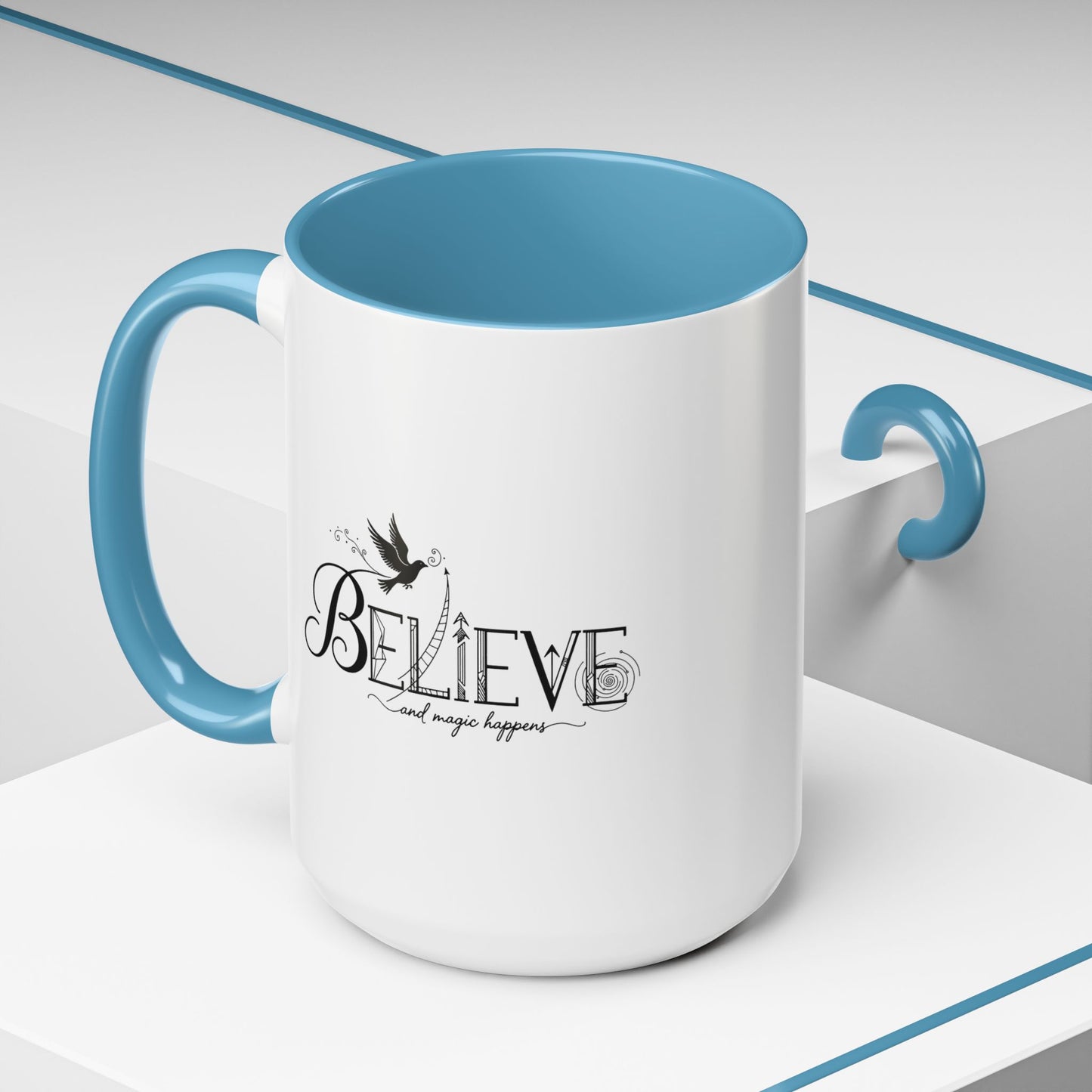 Believe and Magic Happens - Color Accent Mug