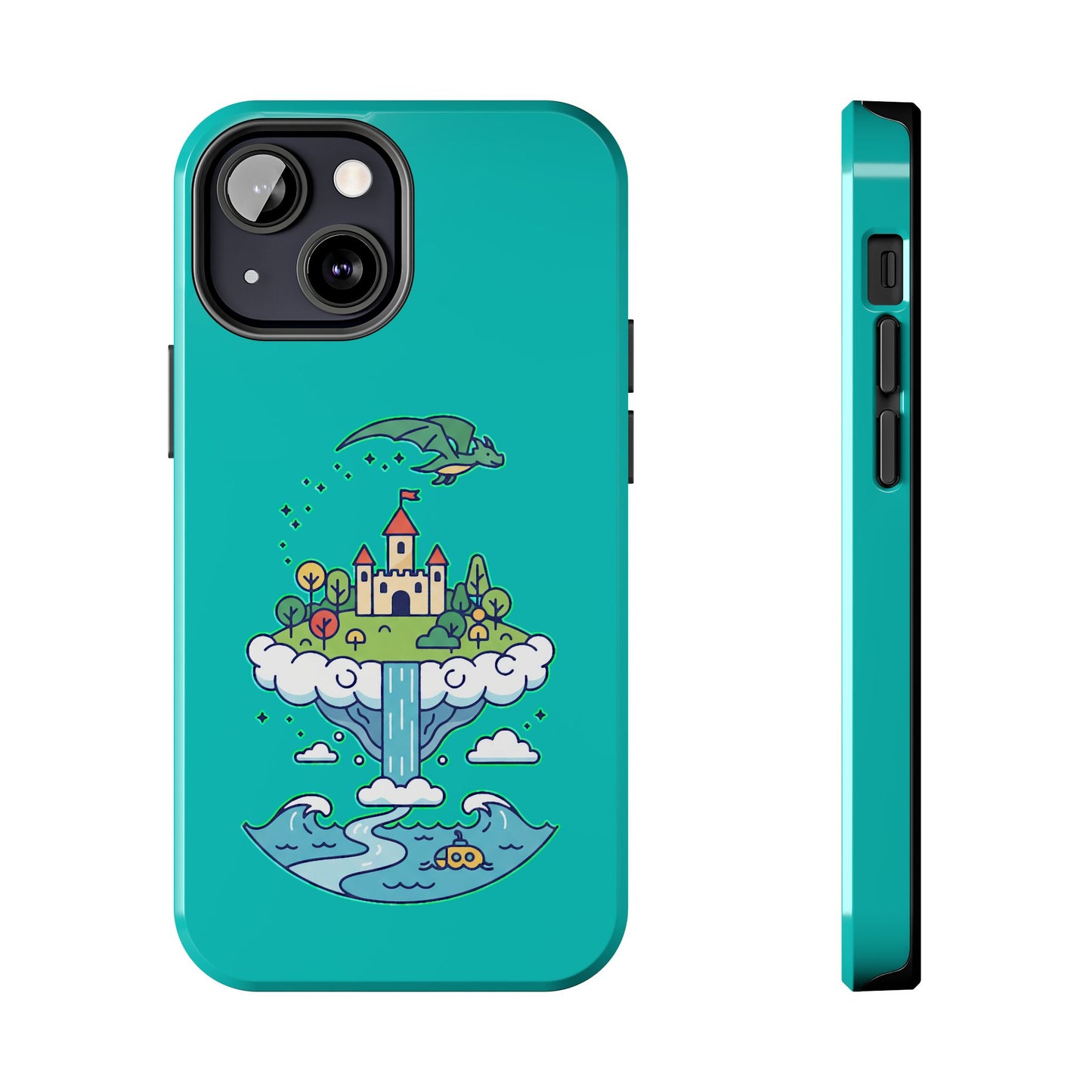 Floating Castle Dragon - Magical Fantasy Island - Phone Case