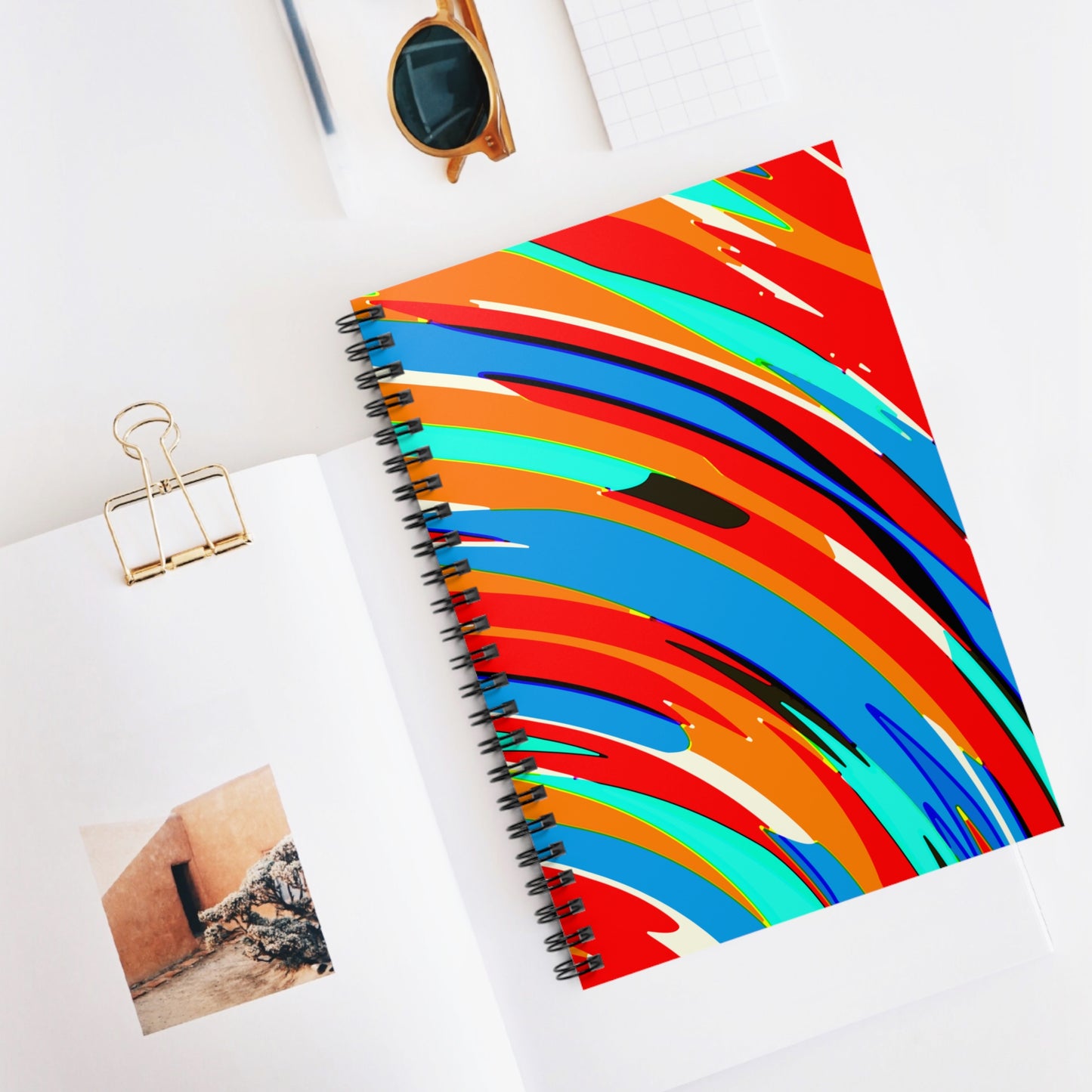 Abstract Rainbow Swirl Arc - Spiral Notebook