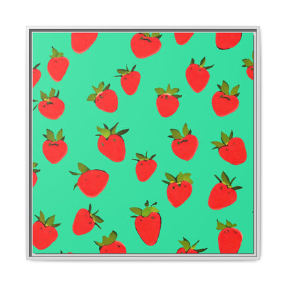 Strawberry Pattern - Framed Canvas