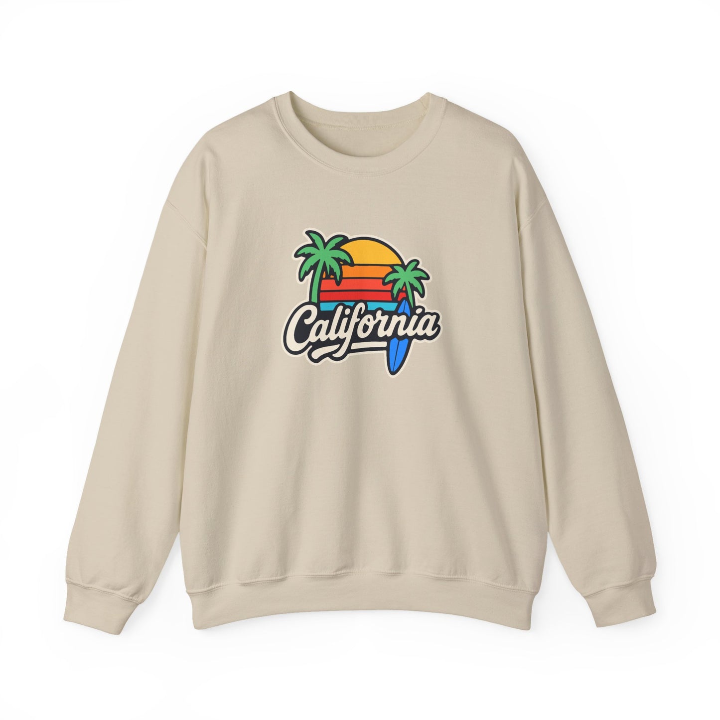 California Sunset Crewneck Sweatshirt, Cozy Sweatshirt, Unisex Pullover, Graphic Tee, Beach Lifestyle Apparel, Casual Wear, Gift for Him/Her