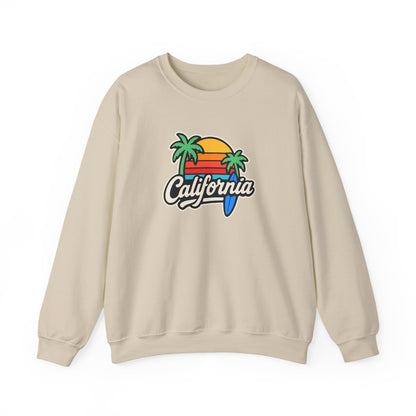 California Sunset Crewneck Sweatshirt, Cozy Sweatshirt, Unisex Pullover, Graphic Tee, Beach Lifestyle Apparel, Casual Wear, Gift for Him/Her