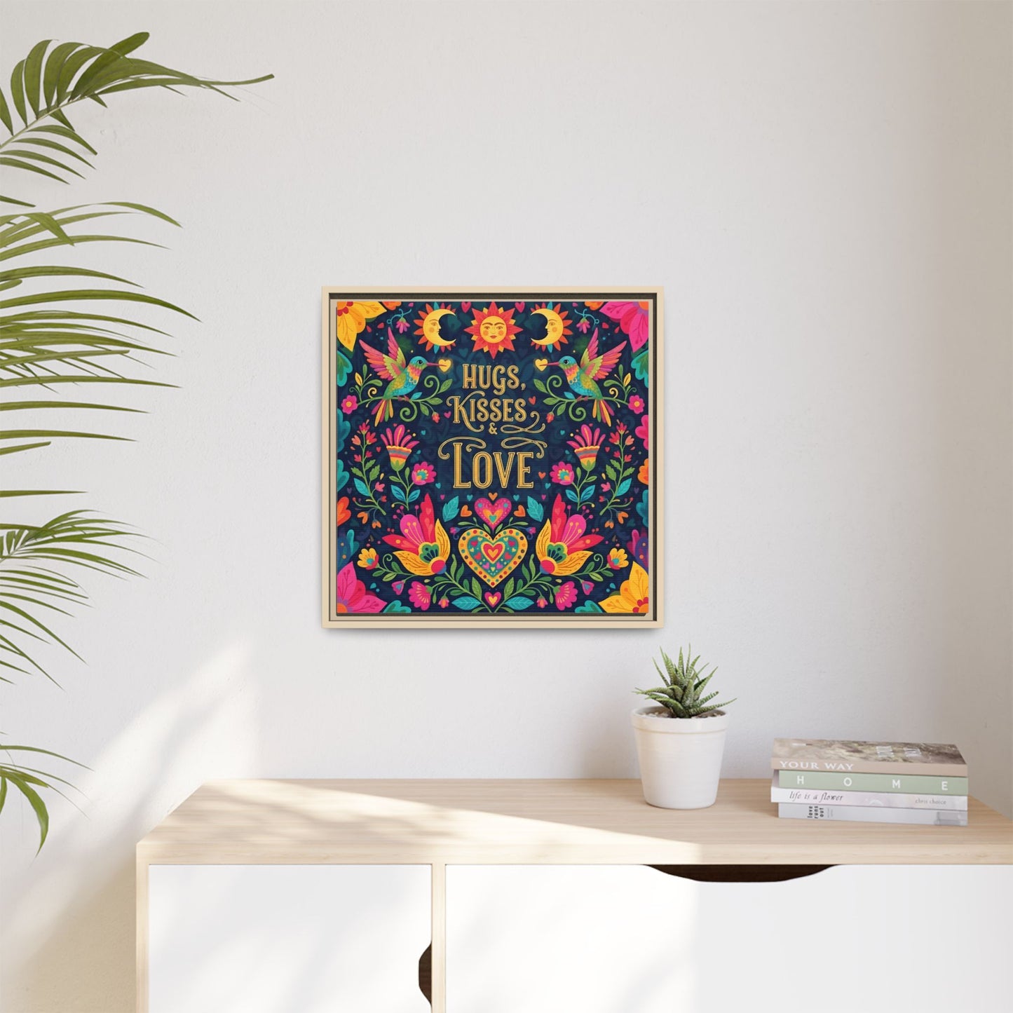 Hugs, Kisses & Love - Framed Canvas