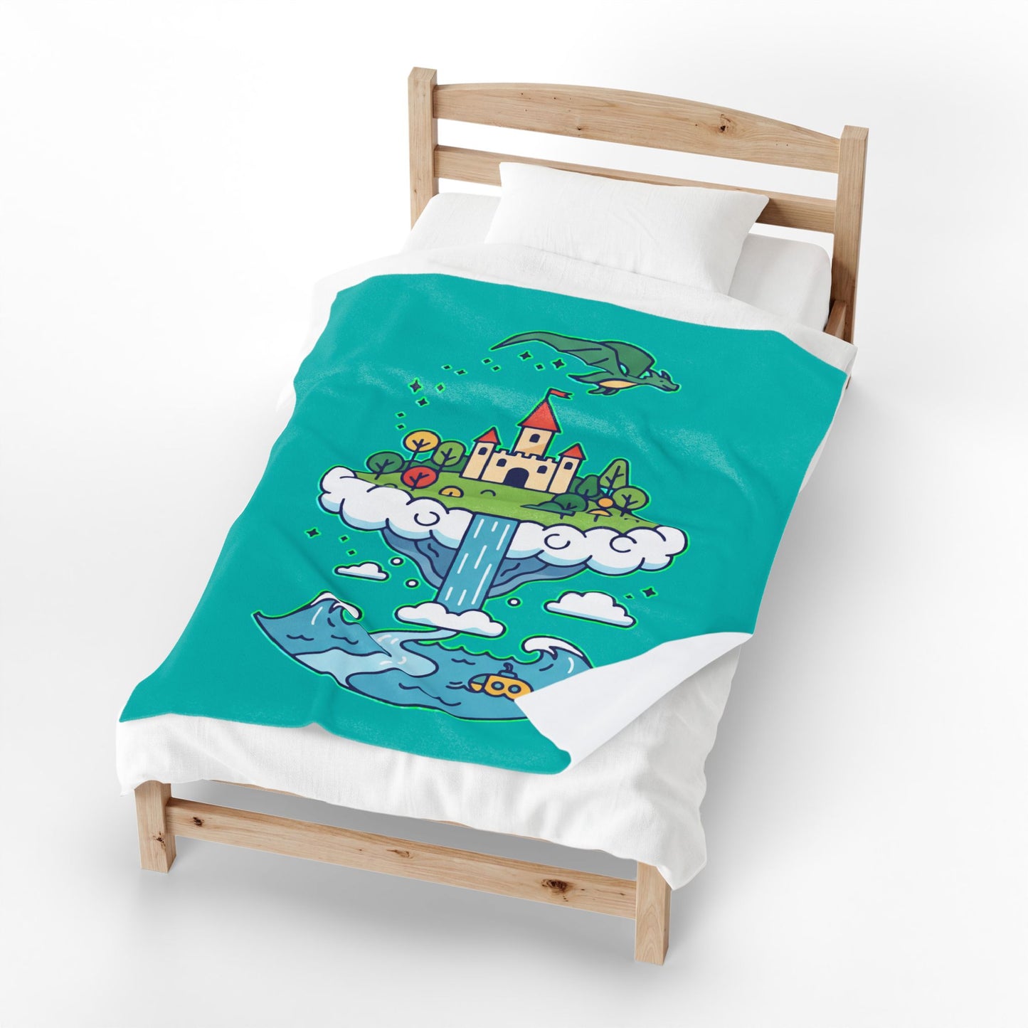 Floating Castle Dragon - Magical Fantasy Island - Plush Blanket