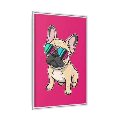 French Bulldog with Sunglasses - Framed Canvas