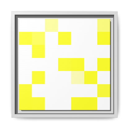 Yellow Pixel Grid - Framed Canvas