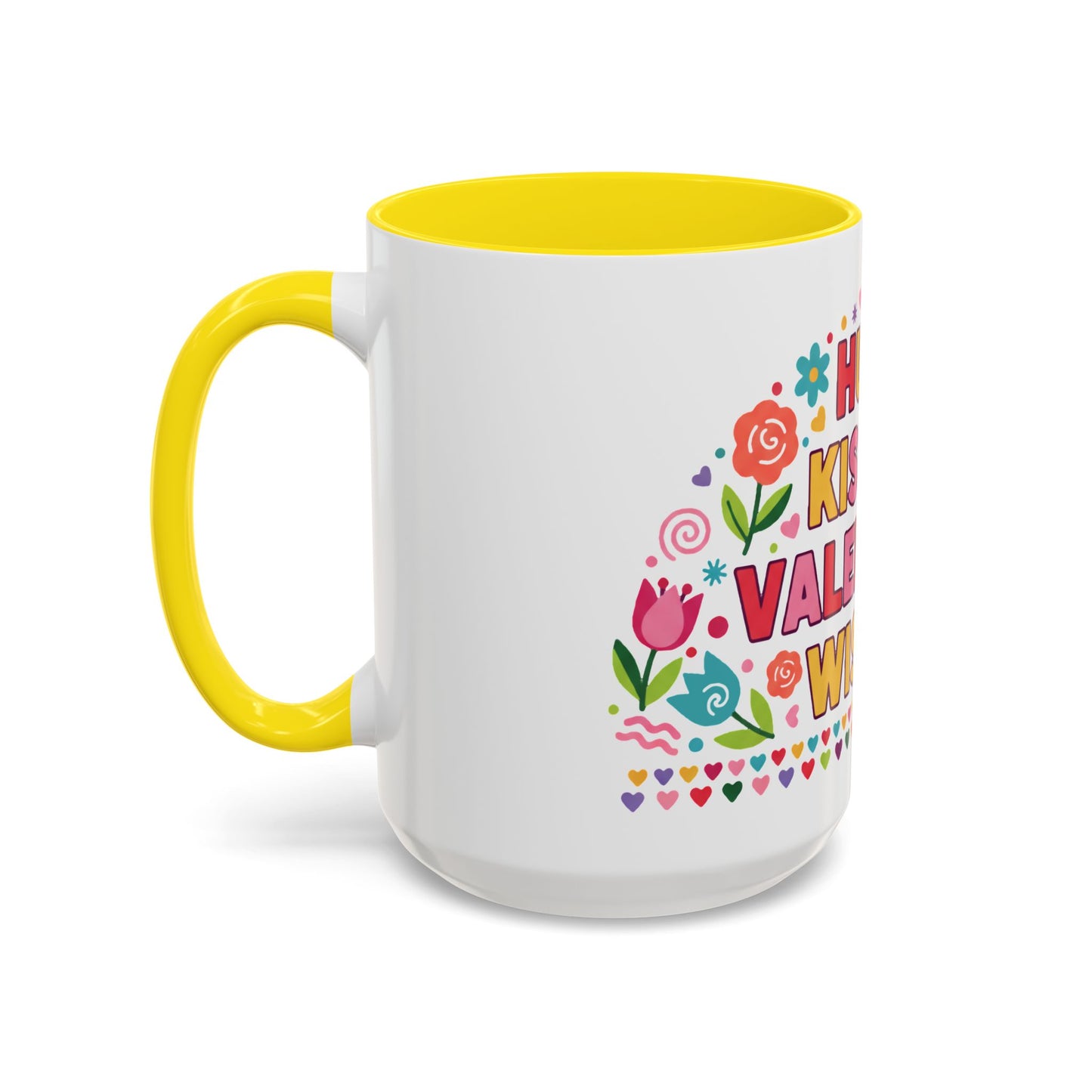 Hugs, Kisses & Valentine’s Wishes - Color Accent Mug