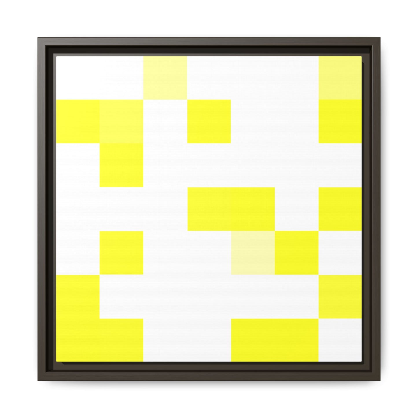 Yellow Pixel Grid - Framed Canvas