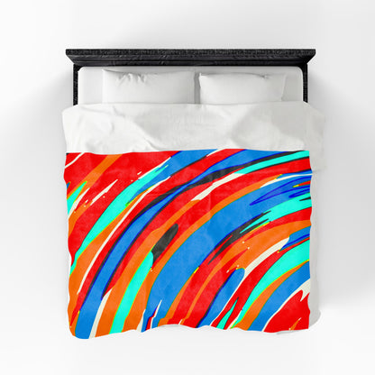 Abstract Rainbow Swirl Arc - Plush Blanket