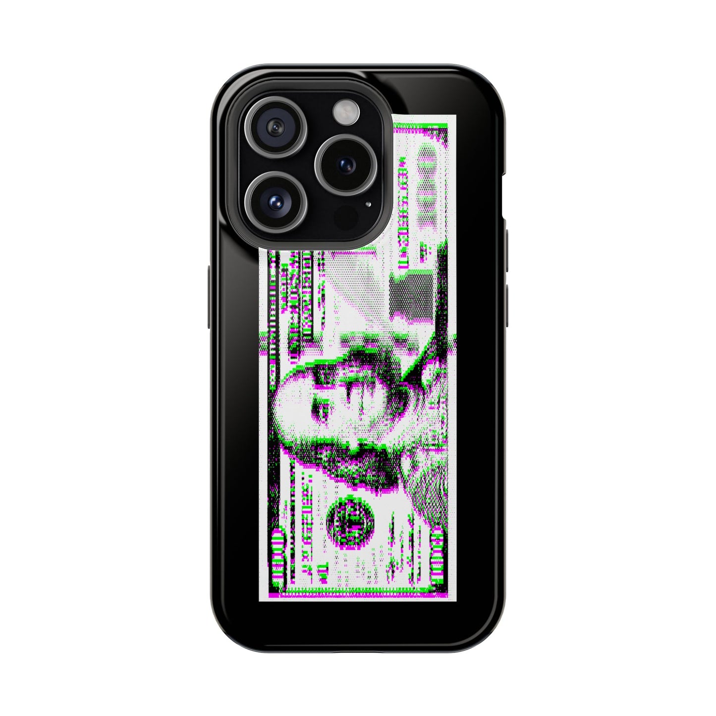 100 Dollars Bill - Green/Magenta Glitch - Magnetic Phone Case