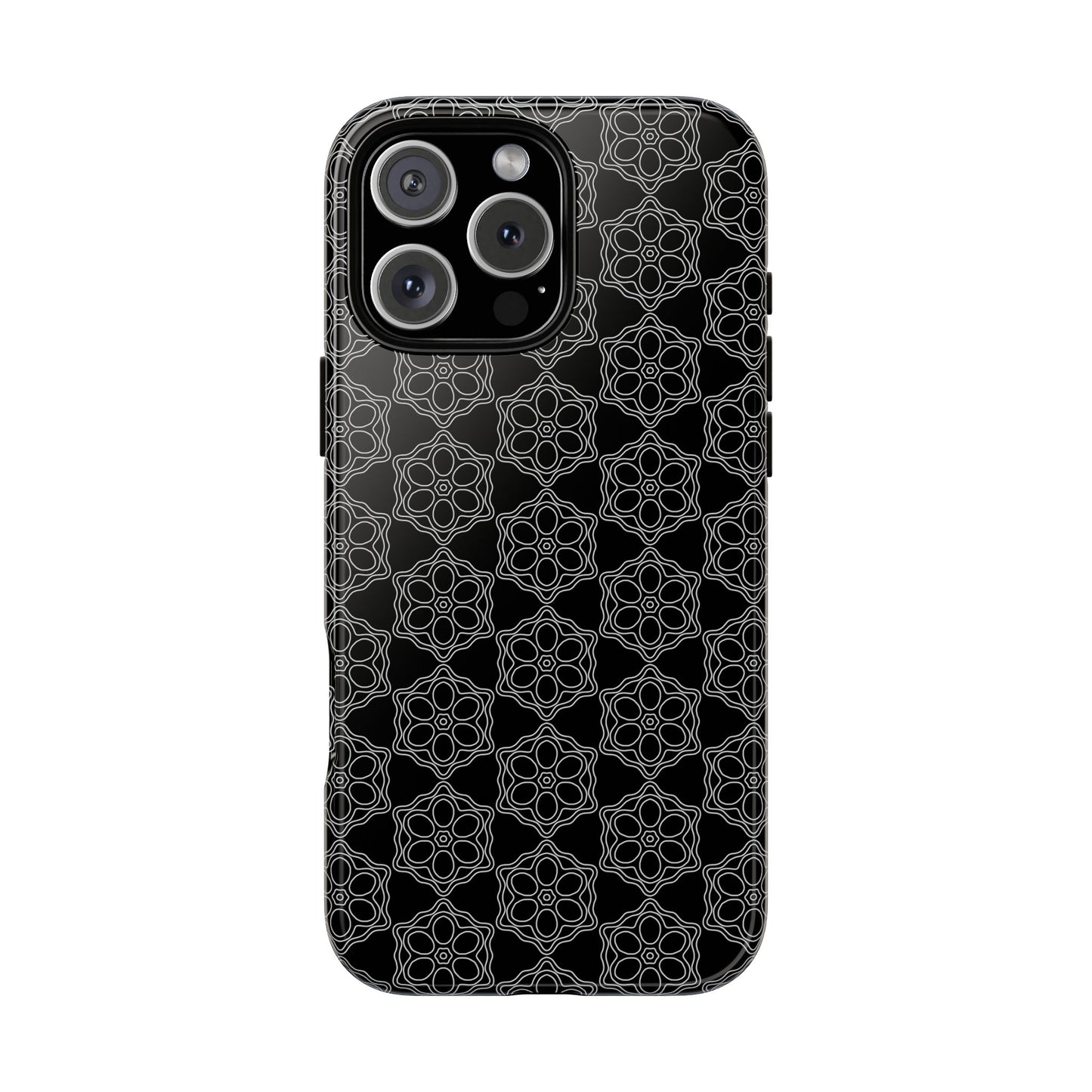 Geometric Pattern Phone Case, Dark Floral Case for Tough Protection, Stylish Smartphone Accessory, Gift for Tech Lovers, Trendy Mobile Cover