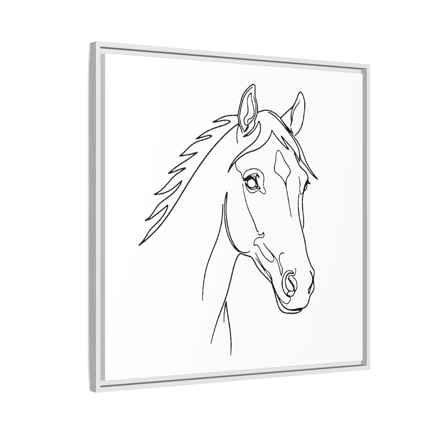 Horse Portrait Sketch - Framed Canvas